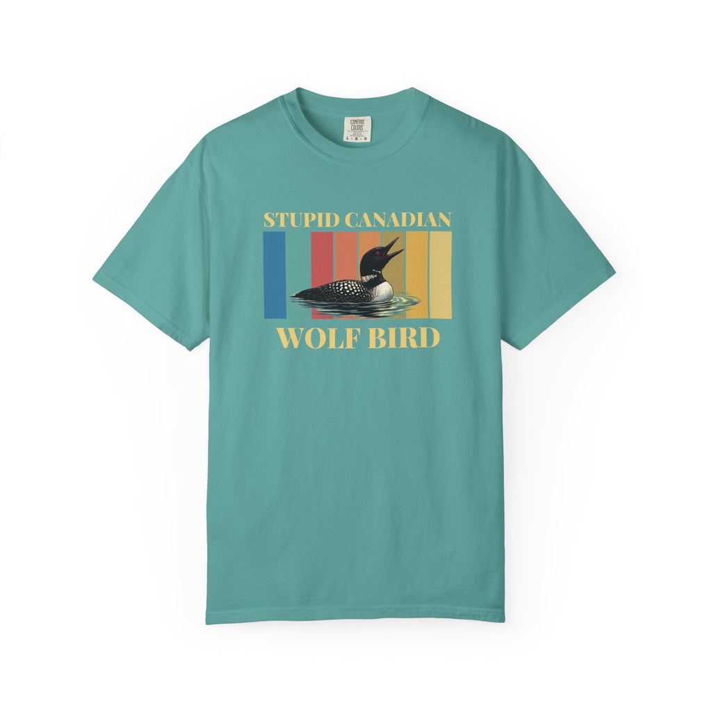 Loon Vintage Stripe T-Shirt: "Wolf Bird" Nature Graphic