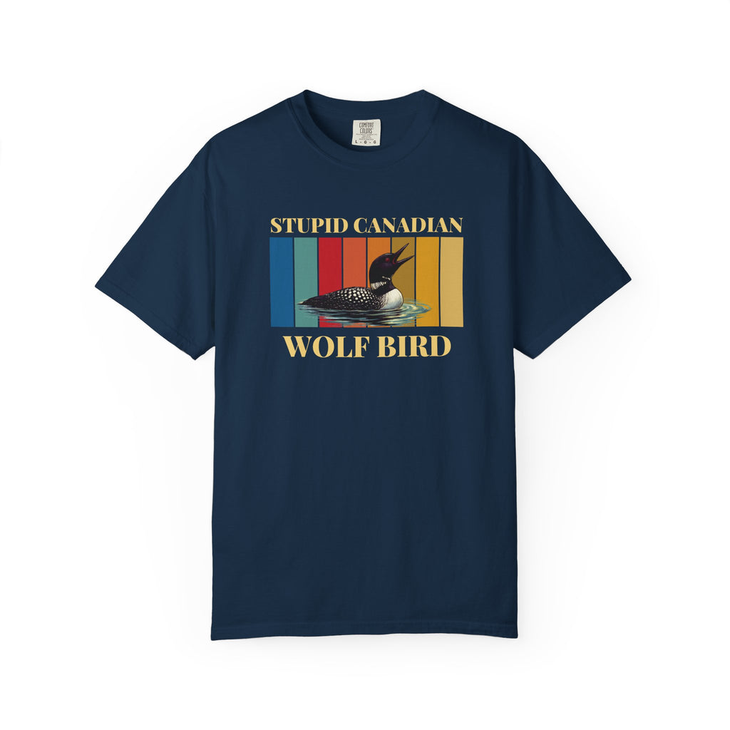 Loon Vintage Stripe T-Shirt: "Wolf Bird" Nature Graphic