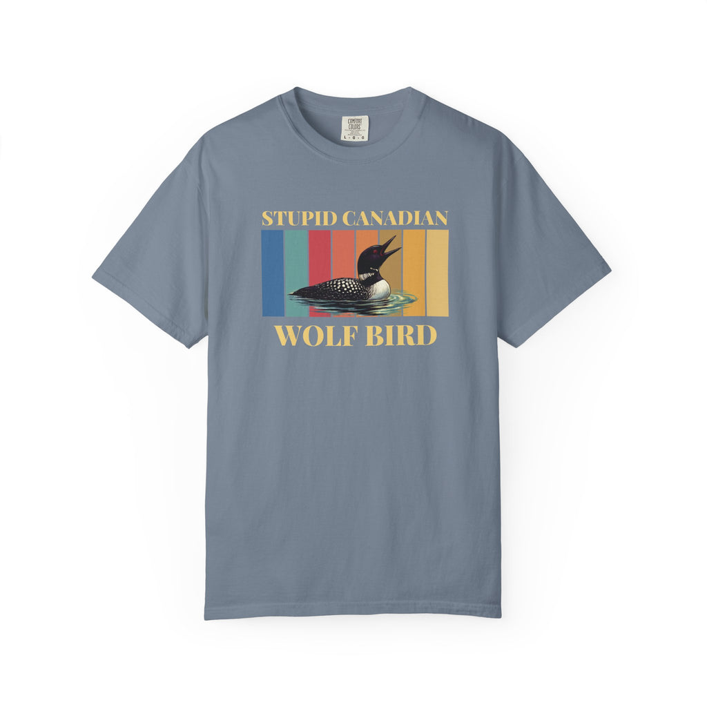 Loon Vintage Stripe T-Shirt: "Wolf Bird" Nature Graphic