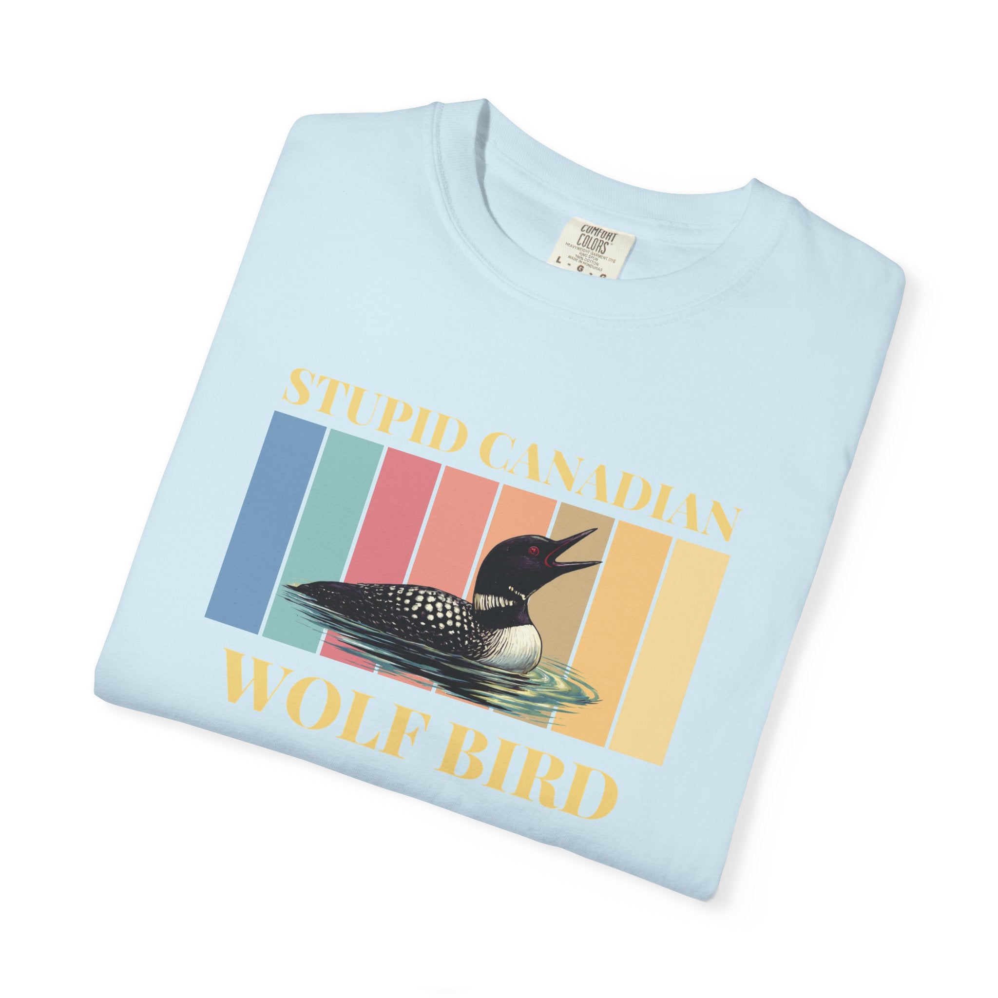 Loon Vintage Stripe T-Shirt: "Wolf Bird" Nature Graphic