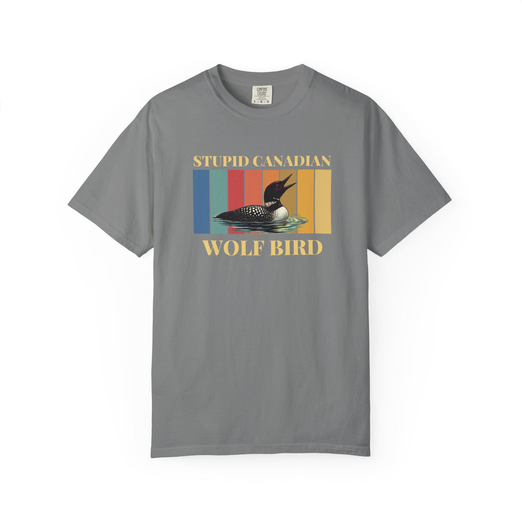 Loon Vintage Stripe T-Shirt: "Wolf Bird" Nature Graphic