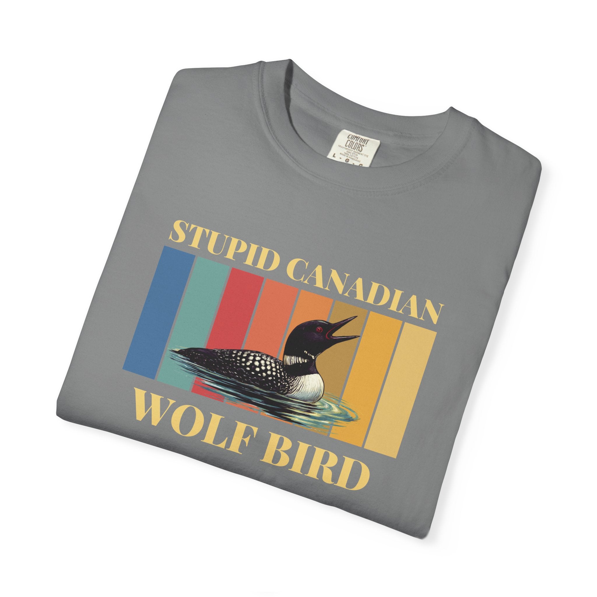 Loon Vintage Stripe T-Shirt: "Wolf Bird" Nature Graphic