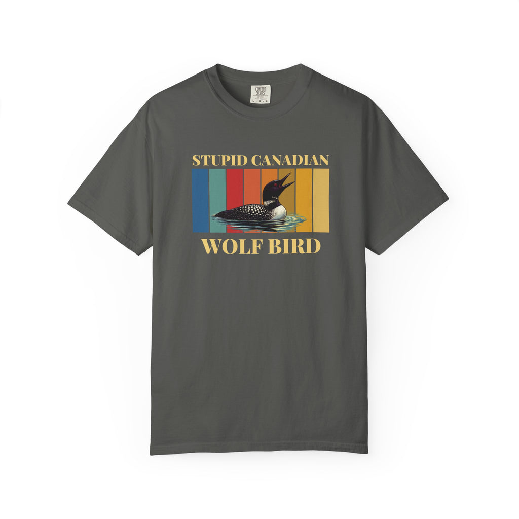 Loon Vintage Stripe T-Shirt: "Wolf Bird" Nature Graphic