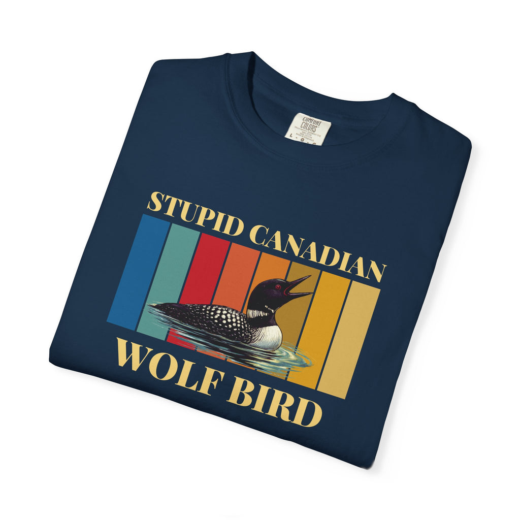 Loon Vintage Stripe T-Shirt: "Wolf Bird" Nature Graphic