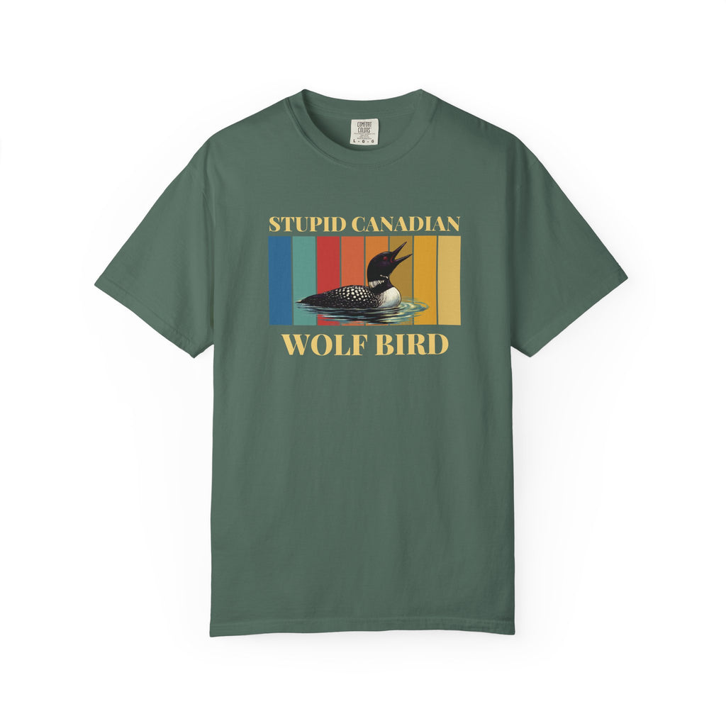 Loon Vintage Stripe T-Shirt: "Wolf Bird" Nature Graphic