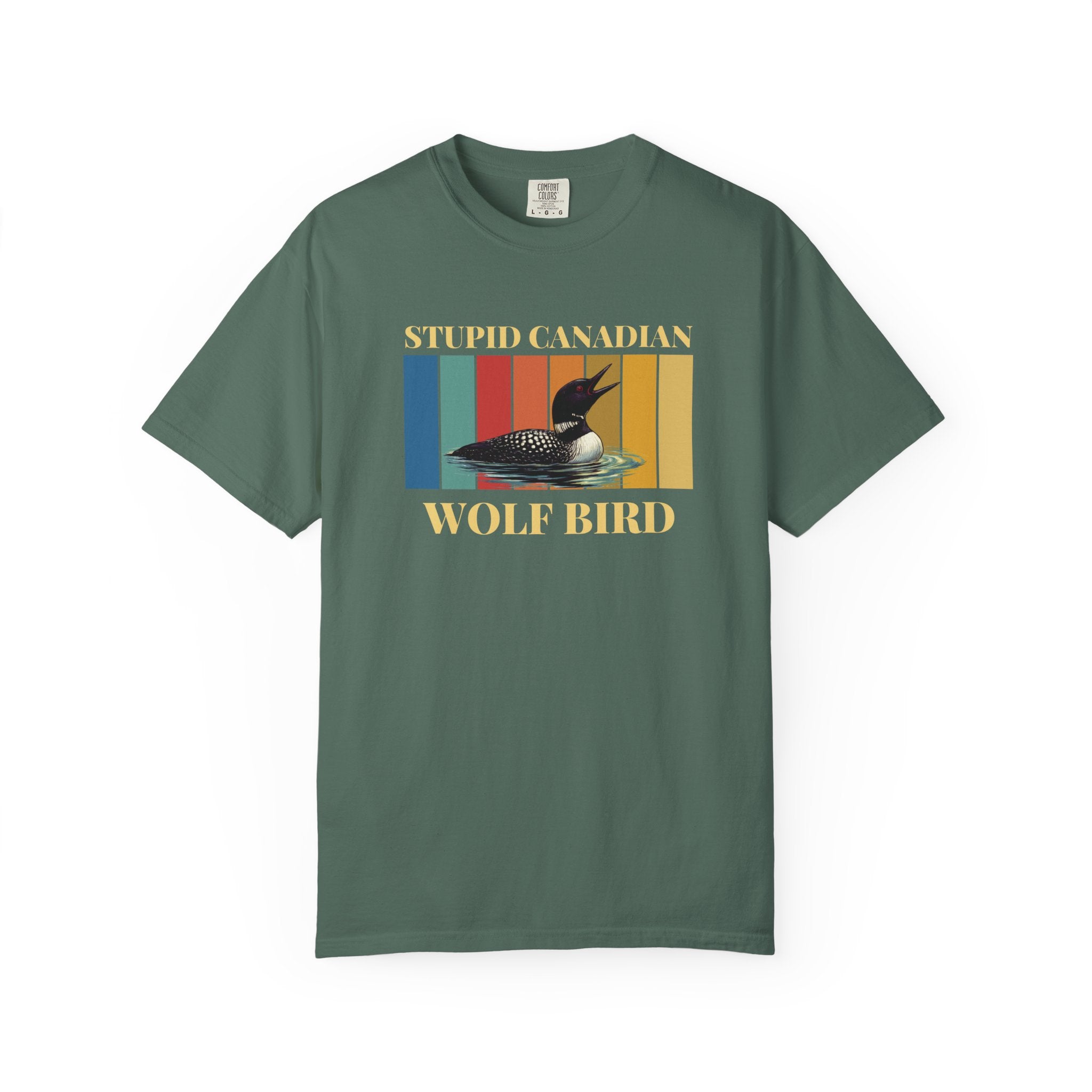 Loon Vintage Stripe T-Shirt: "Wolf Bird" Nature Graphic