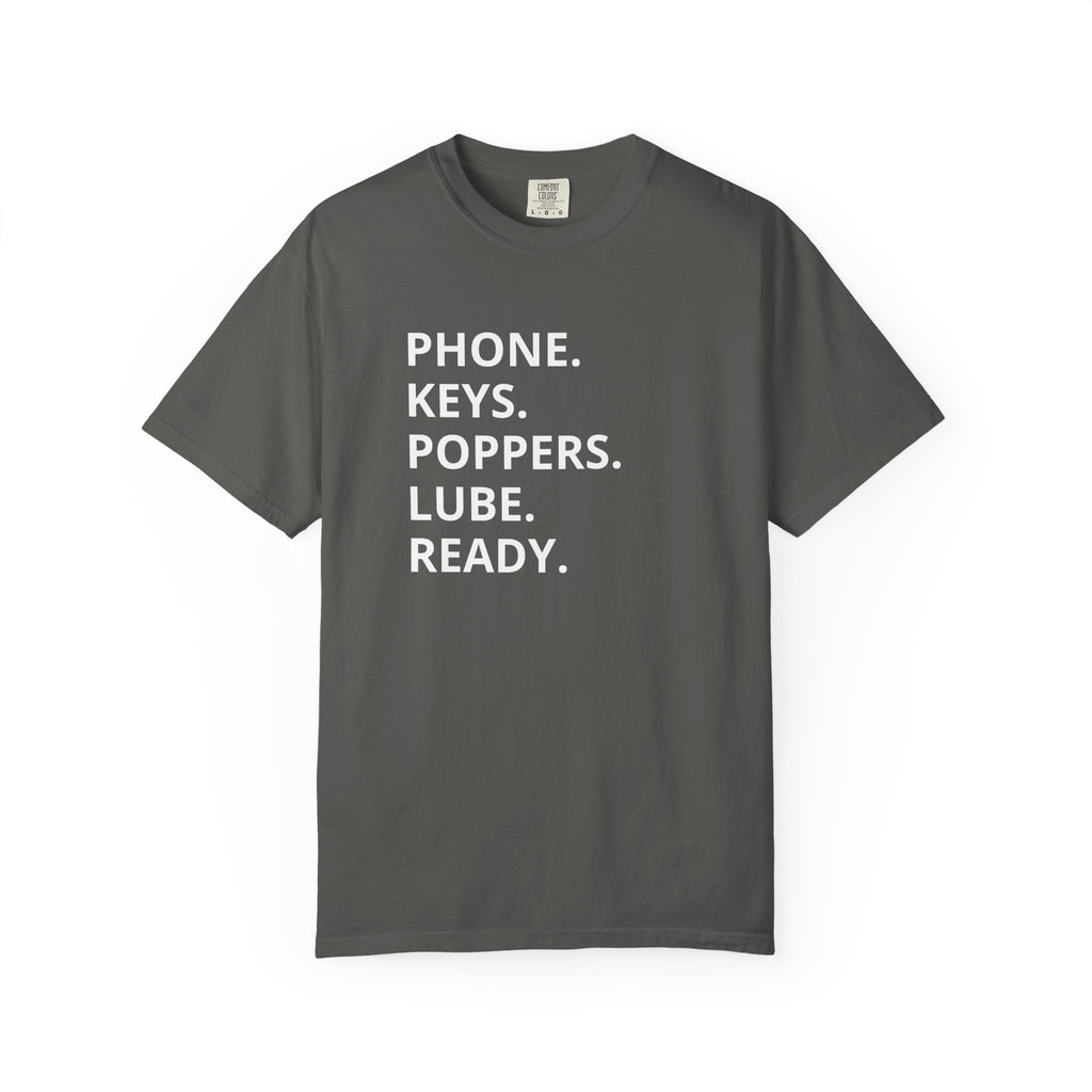 LGBT "Phone. Keys. Poppers. Lube. Ready." T-shirt
