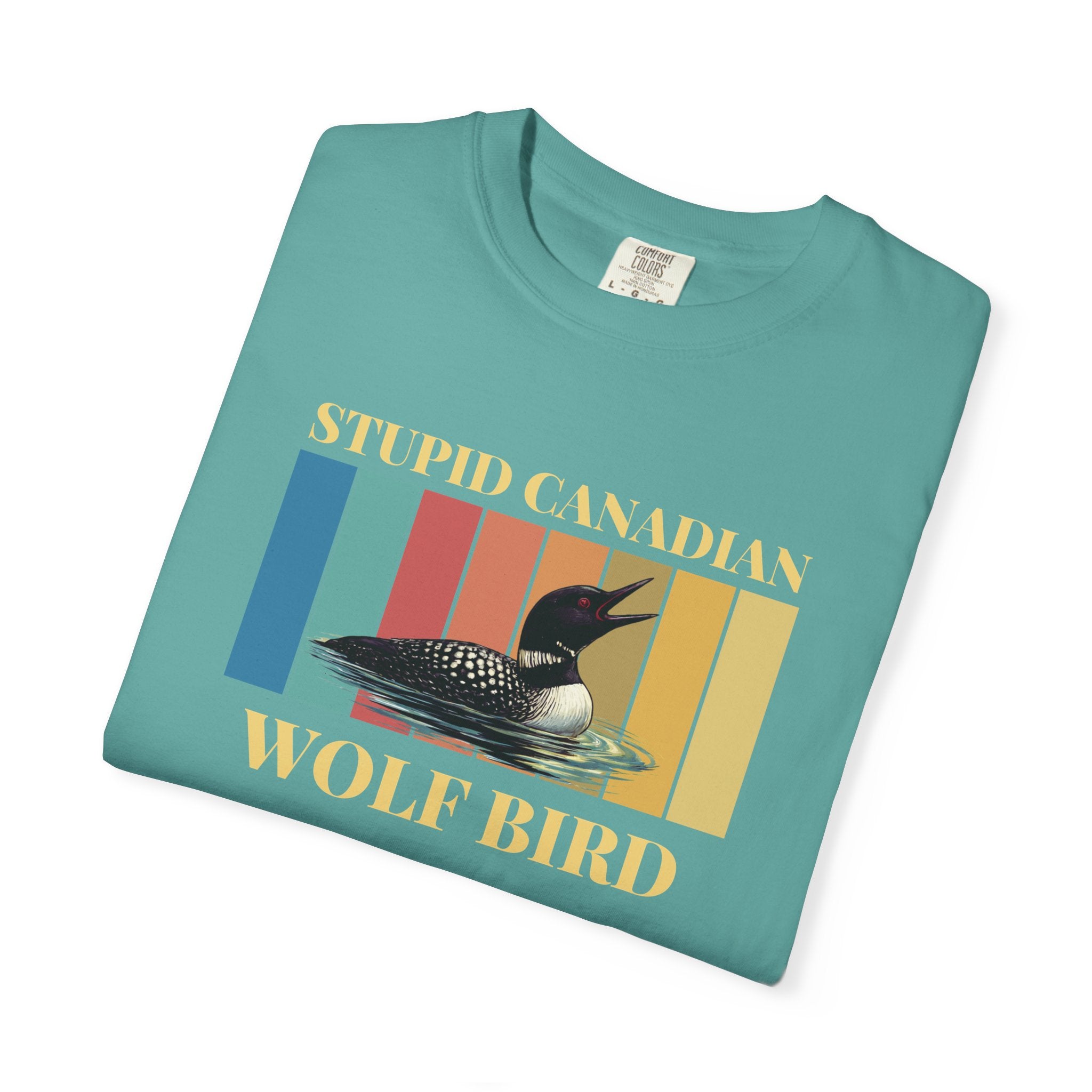 Loon Vintage Stripe T-Shirt: "Wolf Bird" Nature Graphic