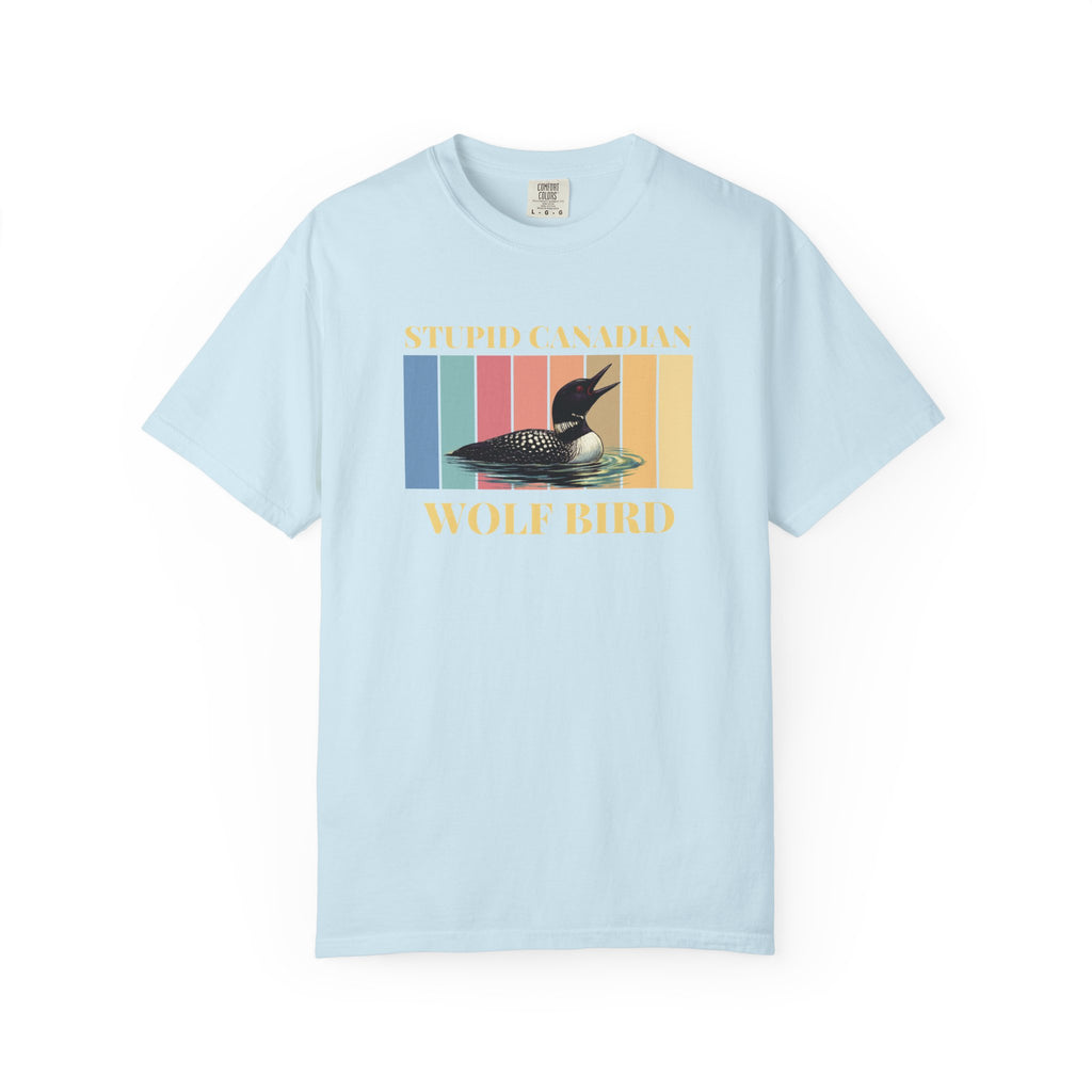 Loon Vintage Stripe T-Shirt: "Wolf Bird" Nature Graphic