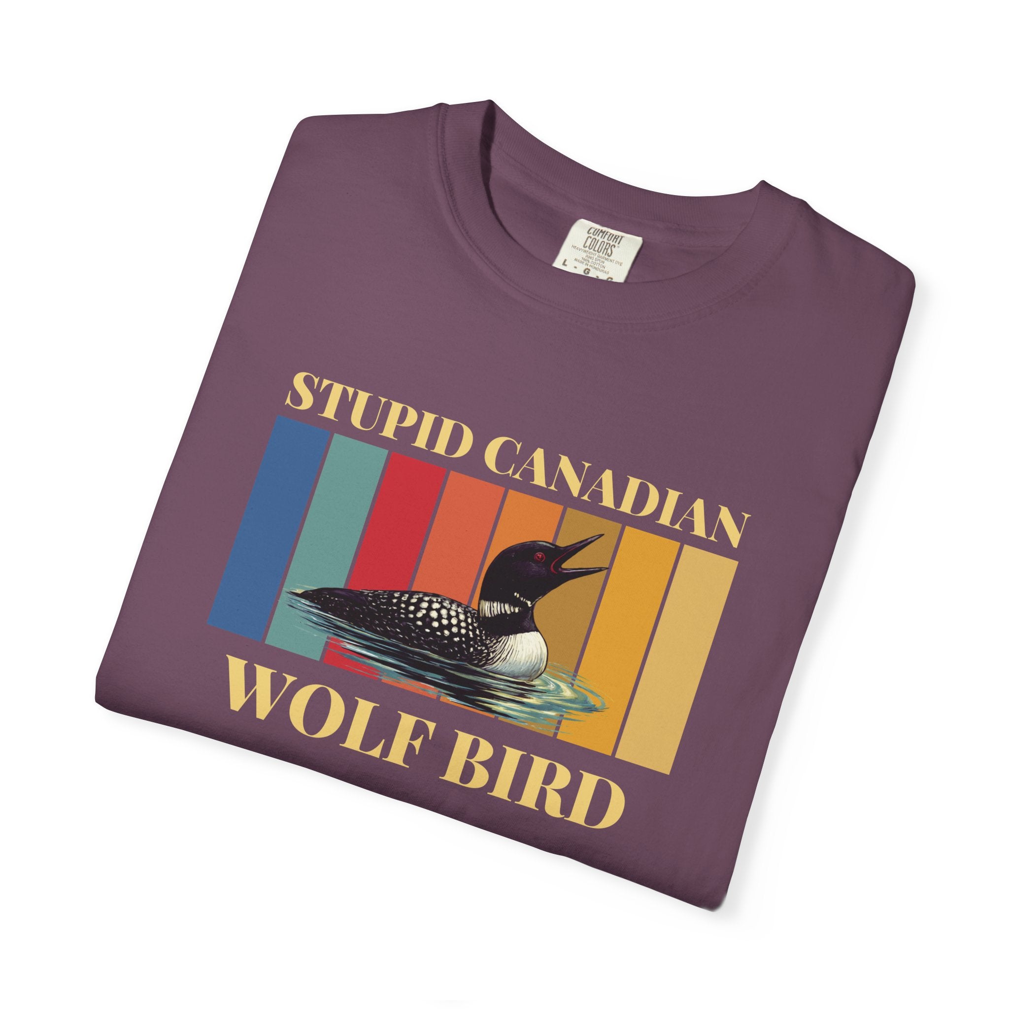 Loon Vintage Stripe T-Shirt: "Wolf Bird" Nature Graphic