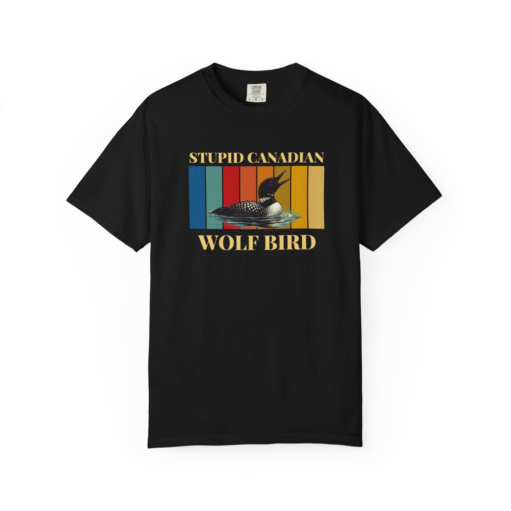 Loon Vintage Stripe T-Shirt: "Wolf Bird" Nature Graphic