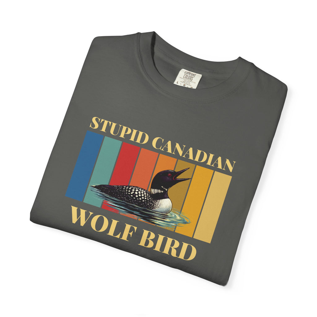 Loon Vintage Stripe T-Shirt: "Wolf Bird" Nature Graphic